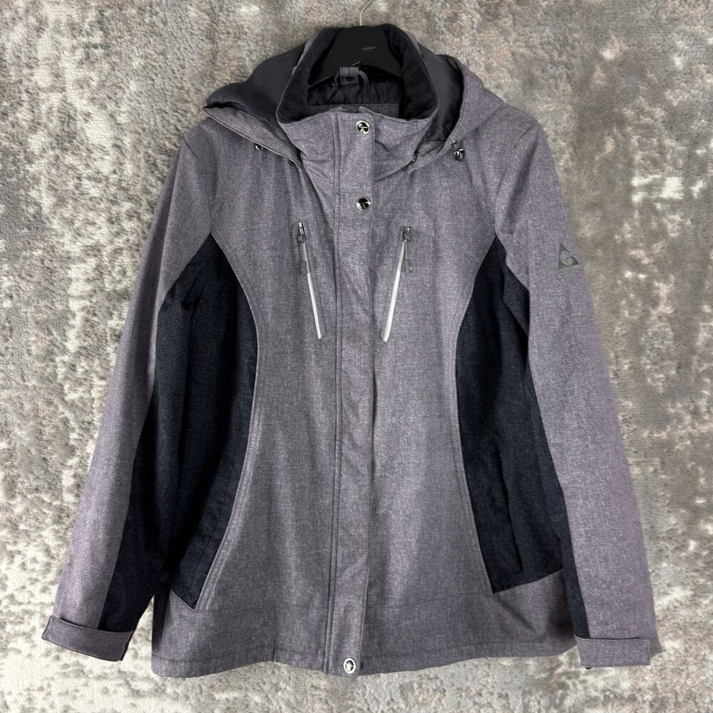 Gerry Size L Outdoor Full Zip Hooded Jacket Gray Long Sleeve Snap Button